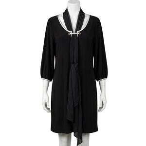 Violet B. Woman Black White Tie Neck Shift Dress Plus Size 2X